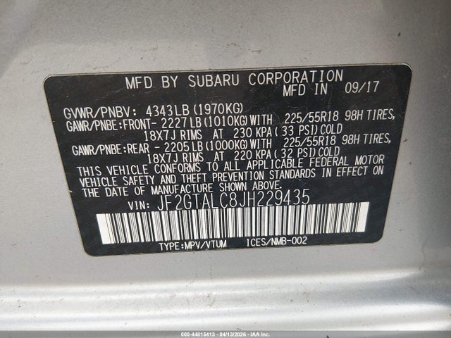Aukcja sprzedaży 2018 Subaru Crosstrek 2.0i Limited, vin: JF2GTALC8JH229435, numer aukcji: 44815413