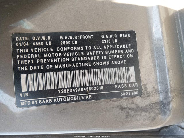 2004 SAAB 9-5 YS3ED49A943502015 Photo 8