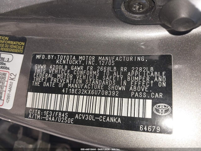 2006 TOYOTA CAMRY 4T1BE32KX6U708392 Photo 8