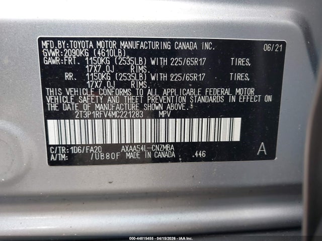 Toyota Rav4 Xle 2021 2T3P1RFV4MC221283 Image 9