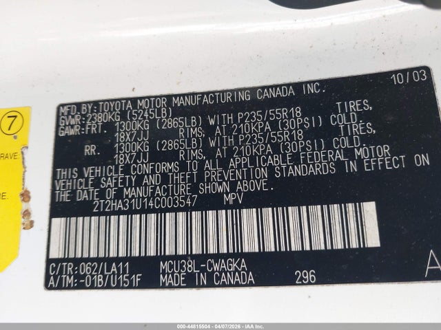 Продажа на аукционе авто 2004 Lexus Rx 330, vin: 2T2HA31U14C003547, номер лота: 44815504