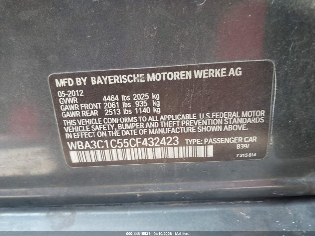 Продажа на аукционе авто 2012 Bmw 328i, vin: WBA3C1C55CF432423, номер лота: 44815531