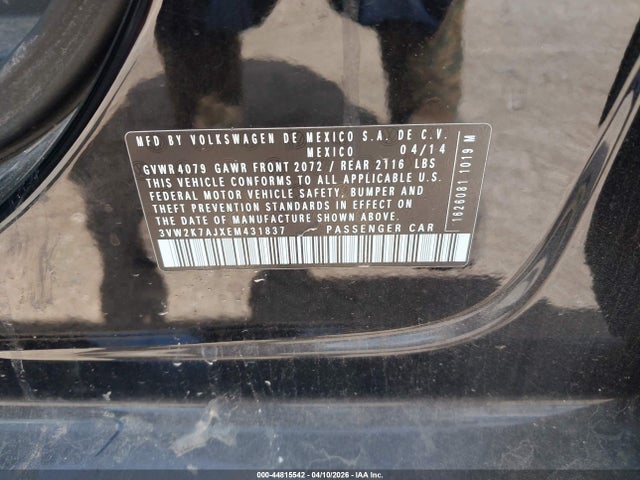 Aukcja sprzedaży 2014 Volkswagen Jetta 2.0l S, vin: 3VW2K7AJXEM431836, numer aukcji: 44815542