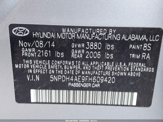 Продаж на аукціоні авто 2015 Hyundai Elantra Se, vin: 5NPDH4AE9FH609420, номер лоту: 44815548