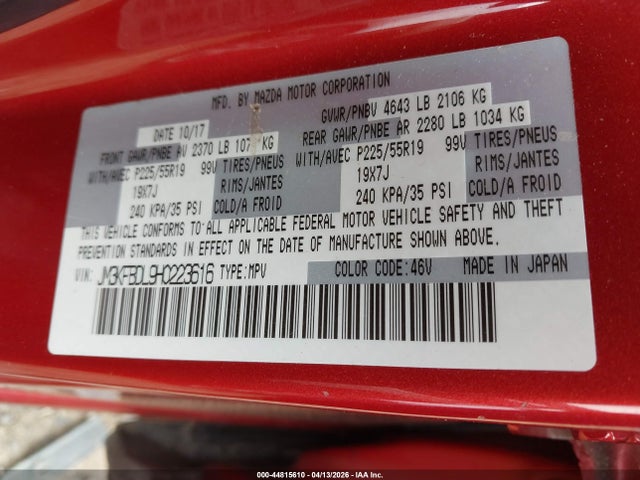 Продаж на аукціоні авто 2017 Mazda Cx-5 Grand Touring, vin: JM3KFBDL9H0223616, номер лоту: 44815610