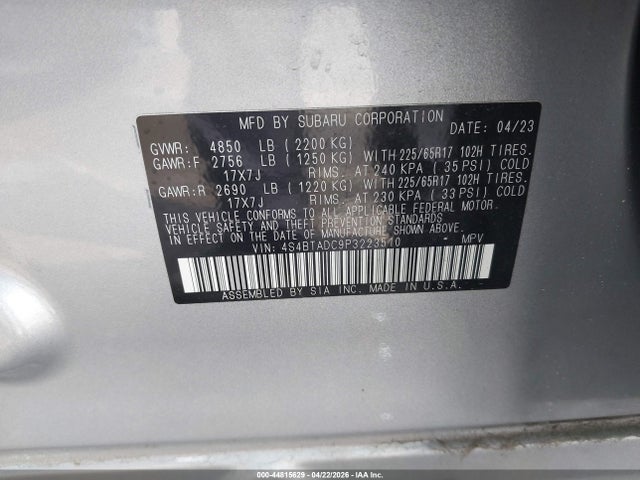 4S4BTADC9P3223510 Subaru Outback Premium