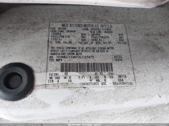 2003 FORD EXPEDITION 1FMRU15W73LC57475 Photo 8