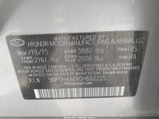 Hyundai Elantra Limited 2016 5NPDH4AEXGH662225 Image 9