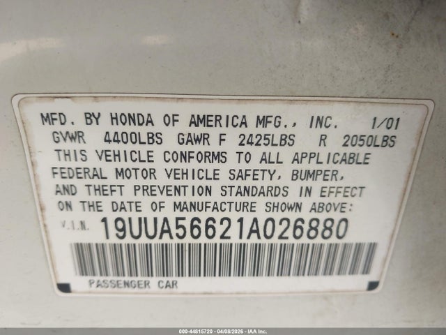 Продажа на аукционе авто 2001 Acura Tl 3.2, vin: 19UUA56621A026880, номер лота: 44815720