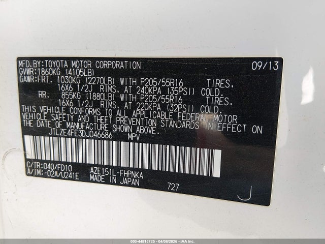 44815725 :رقم المزاد ، JTLZE4FE3DJ046686 vin ، 2013 Scion Xb مزاد بيع