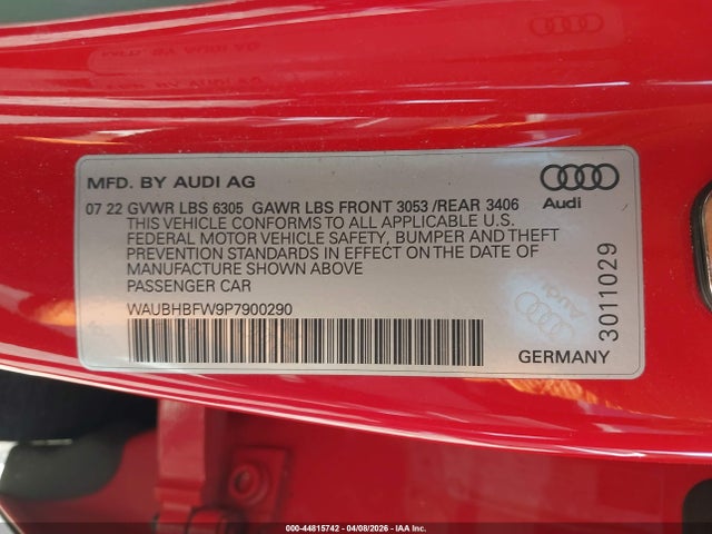 44815742 :رقم المزاد ، WAUBHBFW9P7900290 vin ، 2023 Audi Rs E-tron Gt Quattro مزاد بيع