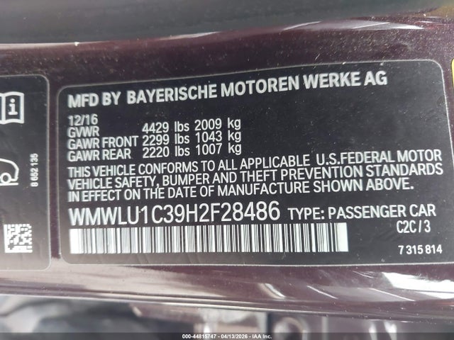 2017 Mini Clubman Cooper მანქანა იყიდება აუქციონზე, vin: WMWLU1C39H2F28486, აუქციონის ნომერი: 44815747