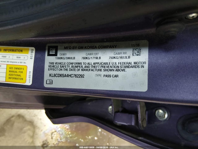 KL8CD6SA4HC762292 Chevrolet Spark 1lt Cvt