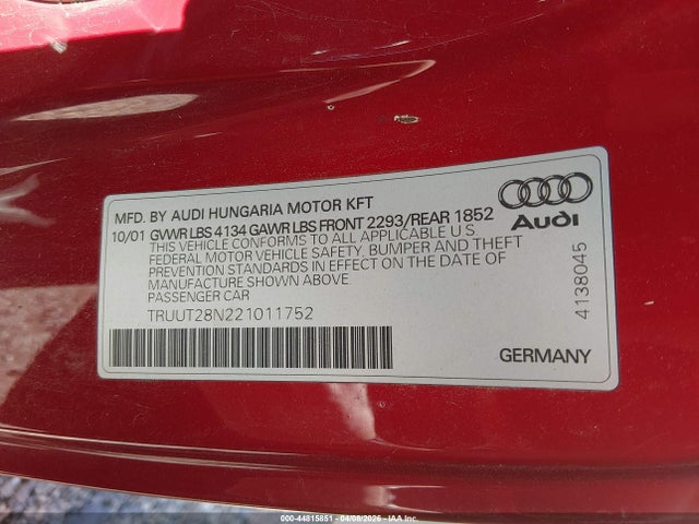 2002 AUDI TT TRUUT28N221011752 Photo 8