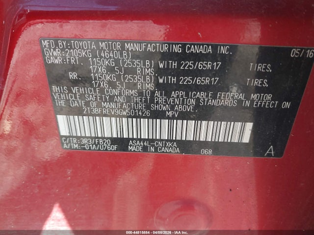 Toyota RAV4 LE 2016 2T3BFREV9GW501426 Image 9