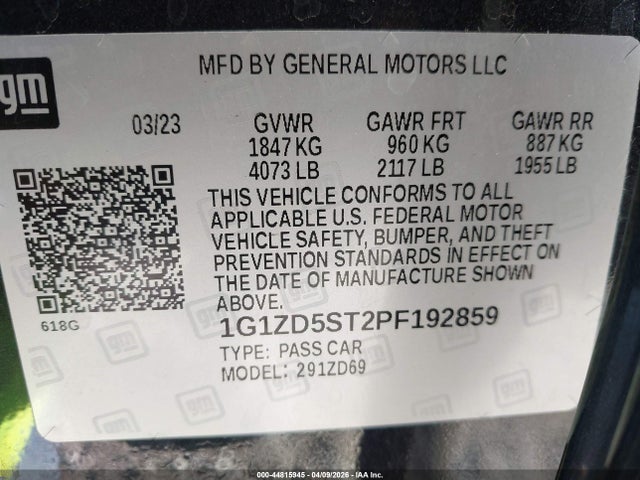 2023 CHEVROLET MALIBU 1G1ZD5ST2PF192859 Photo 8