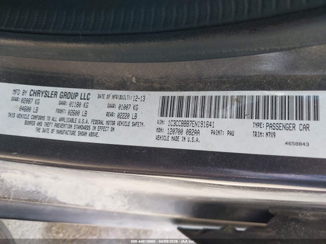 2014 Chrysler 200 Touring მანქანა იყიდება აუქციონზე, vin: 1C3CCBBB7EN191641, აუქციონის ნომერი: 44815960