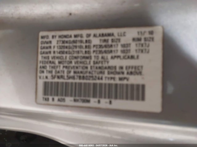 2011 HONDA ODYSSEY 5FNRL5H67BB025244 Photo 8