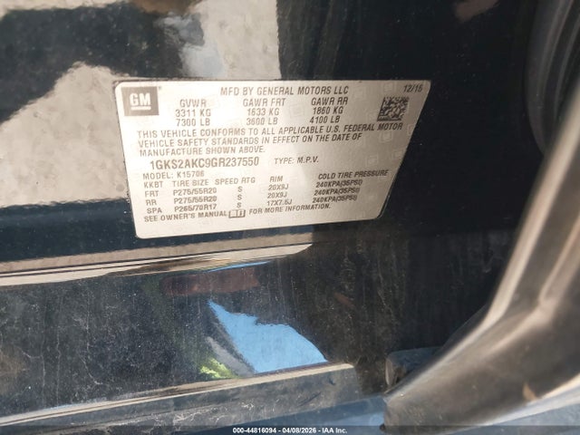 Продажа на аукционе авто 2016 Gmc Yukon Sle, vin: 1GKS2AKC9GR237550, номер лота: 44816094