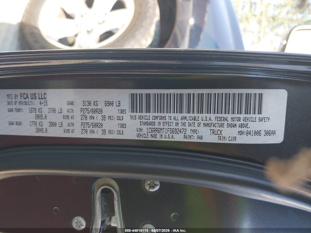 2015 Ram 1500 Sport მანქანა იყიდება აუქციონზე, vin: 1C6RR6MT1FS692472, აუქციონის ნომერი: 44816118