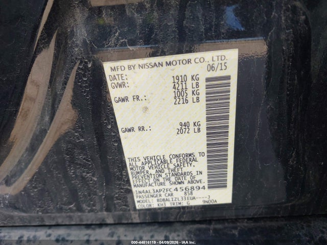 1N4AL3AP2FC456894 Nissan Altima 2.5 Sv