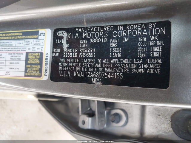 44816128 :رقم المزاد ، KNDJT2A68D7544155 vin ، 2013 Kia Soul + مزاد بيع
