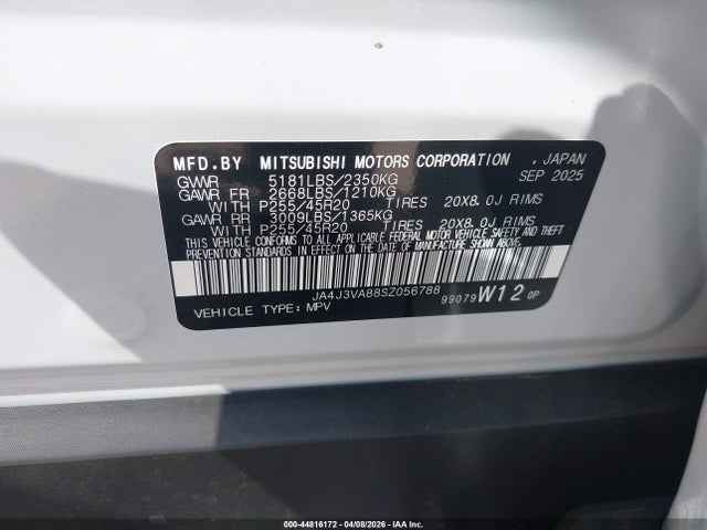 Aukcja sprzedaży 2025 Mitsubishi Outlander Se 2.5 2wd, vin: JA4J3VA88SZ056788, numer aukcji: 44816172