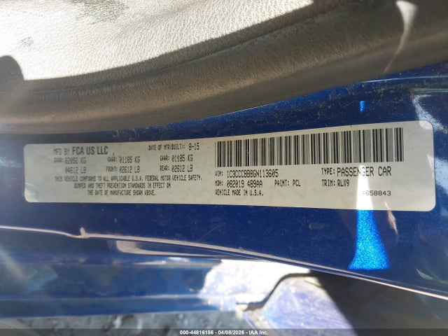2016 Chrysler 200 S მანქანა იყიდება აუქციონზე, vin: 1C3CCCBB8GN113605, აუქციონის ნომერი: 44816186