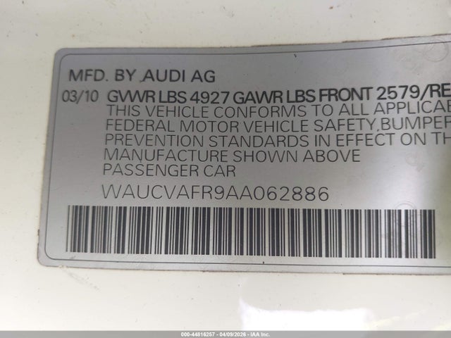 2010 AUDI S5 WAUCVAFR9AA062886 Photo 8