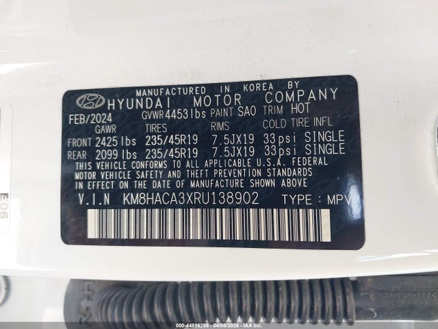 Aukcja sprzedaży 2024 Hyundai Kona N Line, vin: KM8HACA3XRU138902, numer aukcji: 44816298