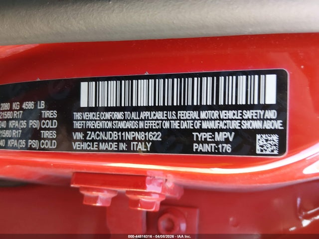Продаж на аукціоні авто 2022 Jeep Renegade Latitude 4x4, vin: ZACNJDB11NPN81622, номер лоту: 44816316