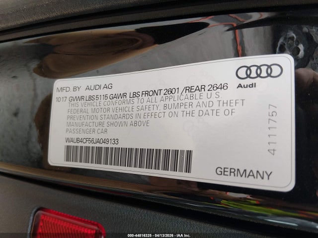 WAUB4CF56JA049133 Audi S5 3.0t Premium Plus