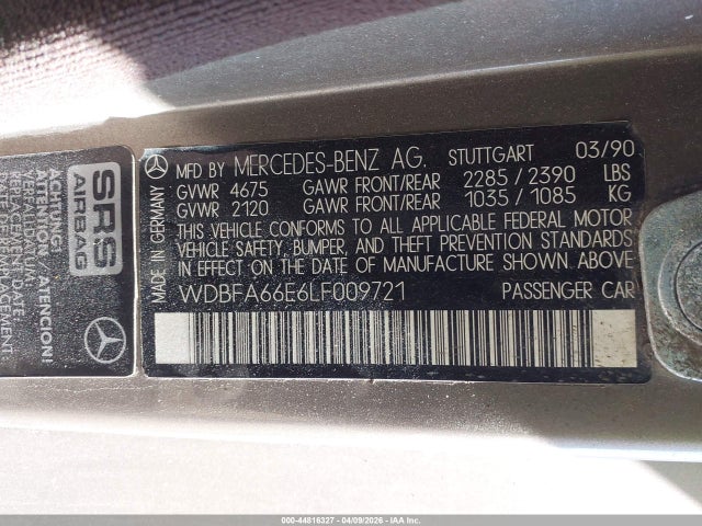 1990 MERCEDES-BENZ 500 WDBFA66E6LF009721 Photo 8