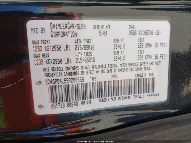 2005 CHRYSLER TOWN & COUNTRY 2C4GP54L55R208559 Photo 8