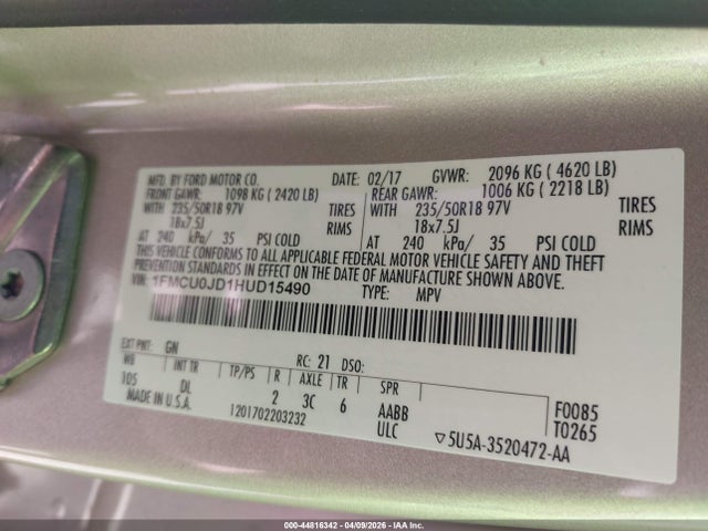 Ford Escape Titanium 2017 1FMCU0JD1HUD15490 Image 9