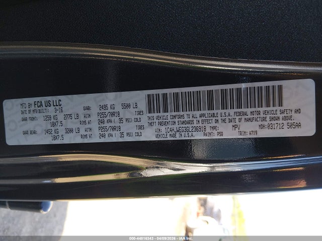 Aukcja sprzedaży 2016 Jeep Wrangler Unlimited Sahara, vin: 1C4HJWEG3GL236918, numer aukcji: 44816343