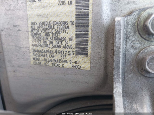 44816352 :رقم المزاد ، 1N4AA5AP4EC490755 vin ، 2014 Nissan Maxima 3.5 S مزاد بيع
