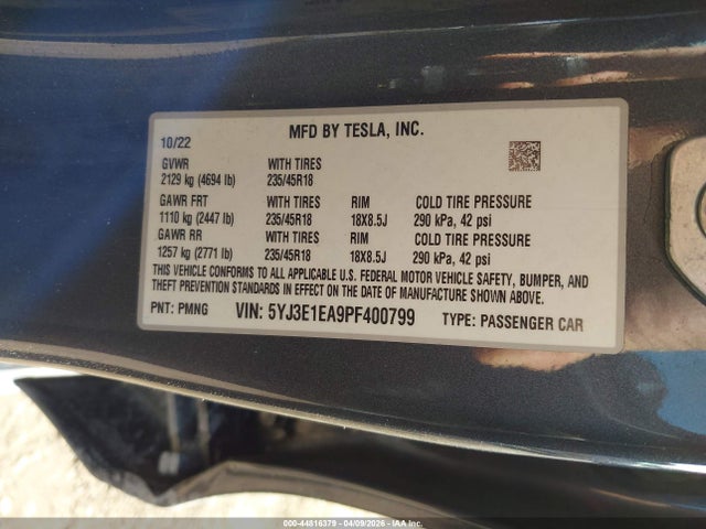 Aukcja sprzedaży 2023 Tesla Model 3 Rear-wheel Drive, vin: 5YJ3E1EA9PF400799, numer aukcji: 44816379