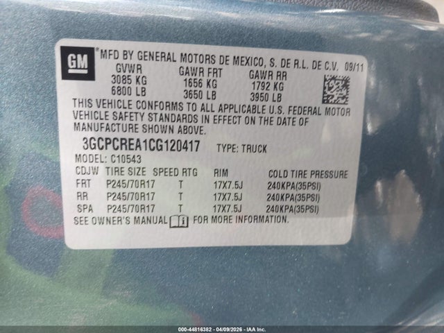 Aukcja sprzedaży 2012 Chevrolet Silverado 1500 Ls, vin: 3GCPCREA1CG120417, numer aukcji: 44816382