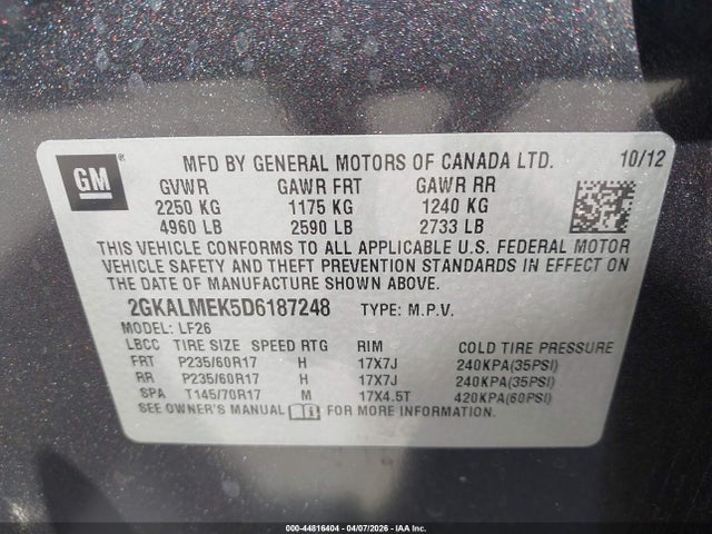 2013 GMC TERRAIN 2GKALMEK5D6187248 Photo 8