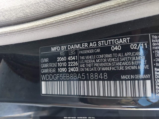Продаж на аукціоні авто 2011 Mercedes-benz C 300 Sport, vin: WDDGF5EB8BA518848, номер лоту: 44816438