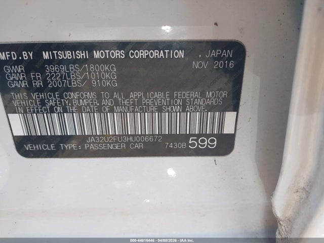 2017 MITSUBISHI LANCER JA32U2FU3HU006672 Photo 8