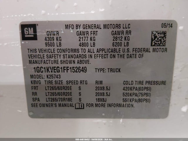 1GC1KVEG1FF152649 Chevrolet Silverado 2500hd Lt