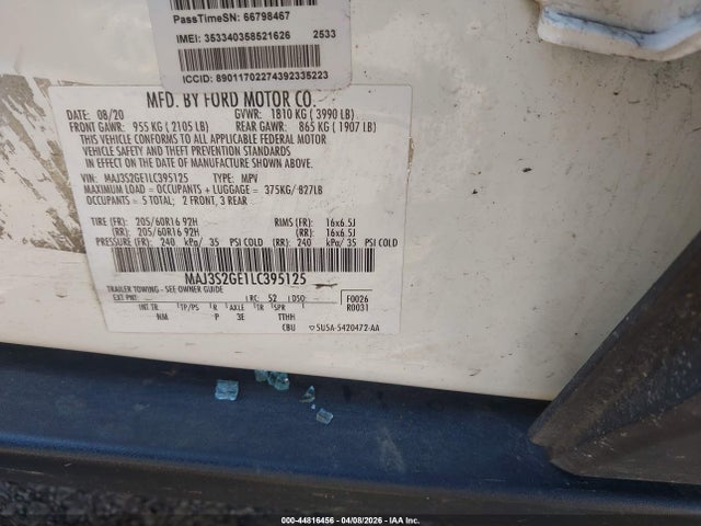 Продажа на аукционе авто 2020 Ford Ecosport Se, vin: MAJ3S2GE1LC395125, номер лота: 44816456