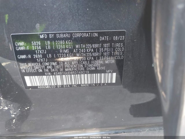 Продаж на аукціоні авто 2024 Subaru Outback Wilderness, vin: 4S4BTGUD8R3149219, номер лоту: 44816511
