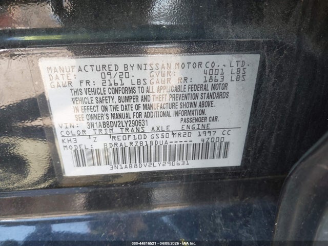 2020 Nissan Sentra Sr Xtronic Cvt მანქანა იყიდება აუქციონზე, vin: 3N1AB8DV2LY290631, აუქციონის ნომერი: 44816521