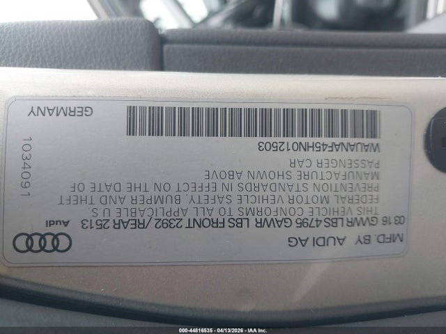 44816535 :رقم المزاد ، WAUANAF45HN012503 vin ، 2017 Audi A4 2.0t Premium مزاد بيع