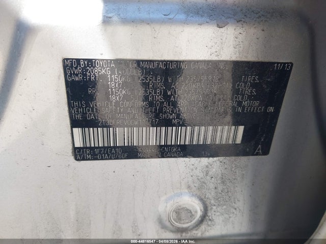 Aukcja sprzedaży 2013 Toyota Rav4 Limited, vin: 2T3DFREV0DW117717, numer aukcji: 44816547