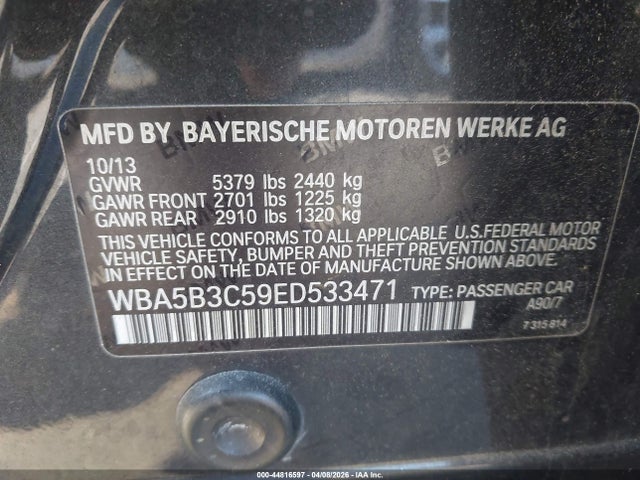Aukcja sprzedaży 2014 Bmw 535i Xdrive, vin: WBA5B3C59ED533471, numer aukcji: 44816597
