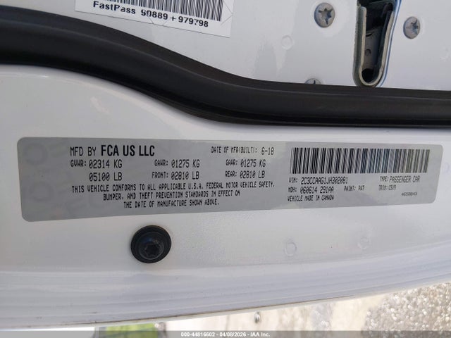 44816602 :رقم المزاد ، 2C3CCAAG1JH302081 vin ، 2018 Chrysler 300 Touring مزاد بيع
